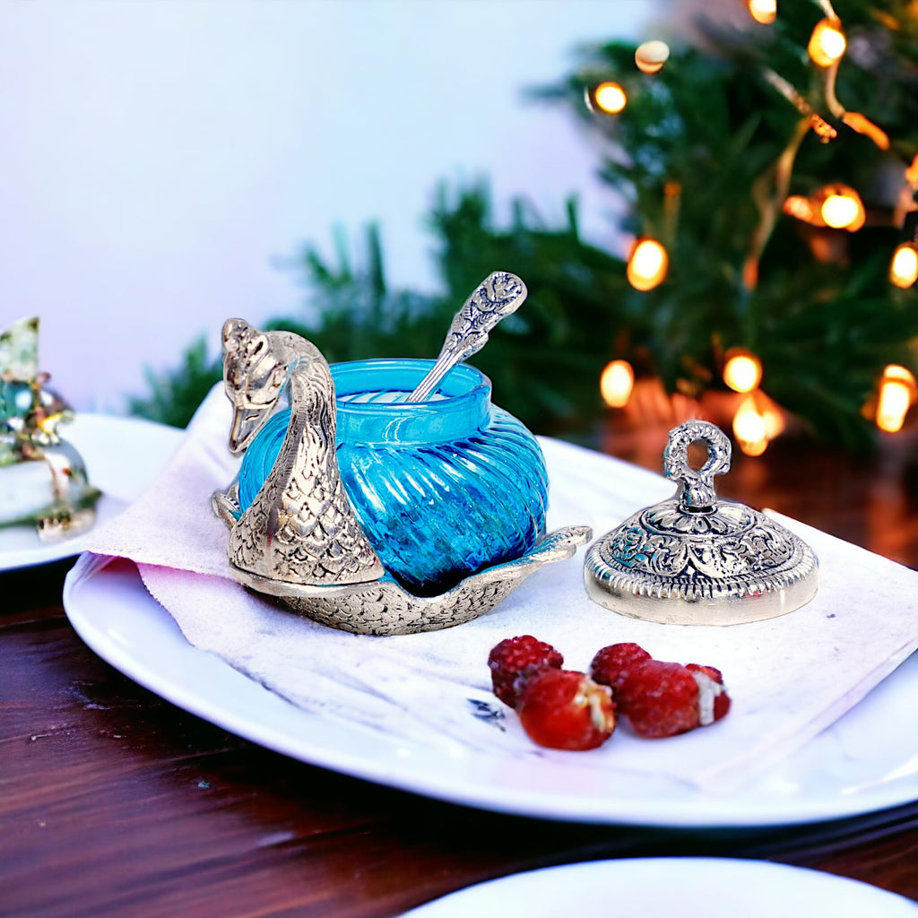 KridayKraft Aluminium Container Mukhwas Dining Box, Mouth Freshener Storage For Gift Home kitchen Peacock shape, Mukhwas Box (Silver)(1 Piece)