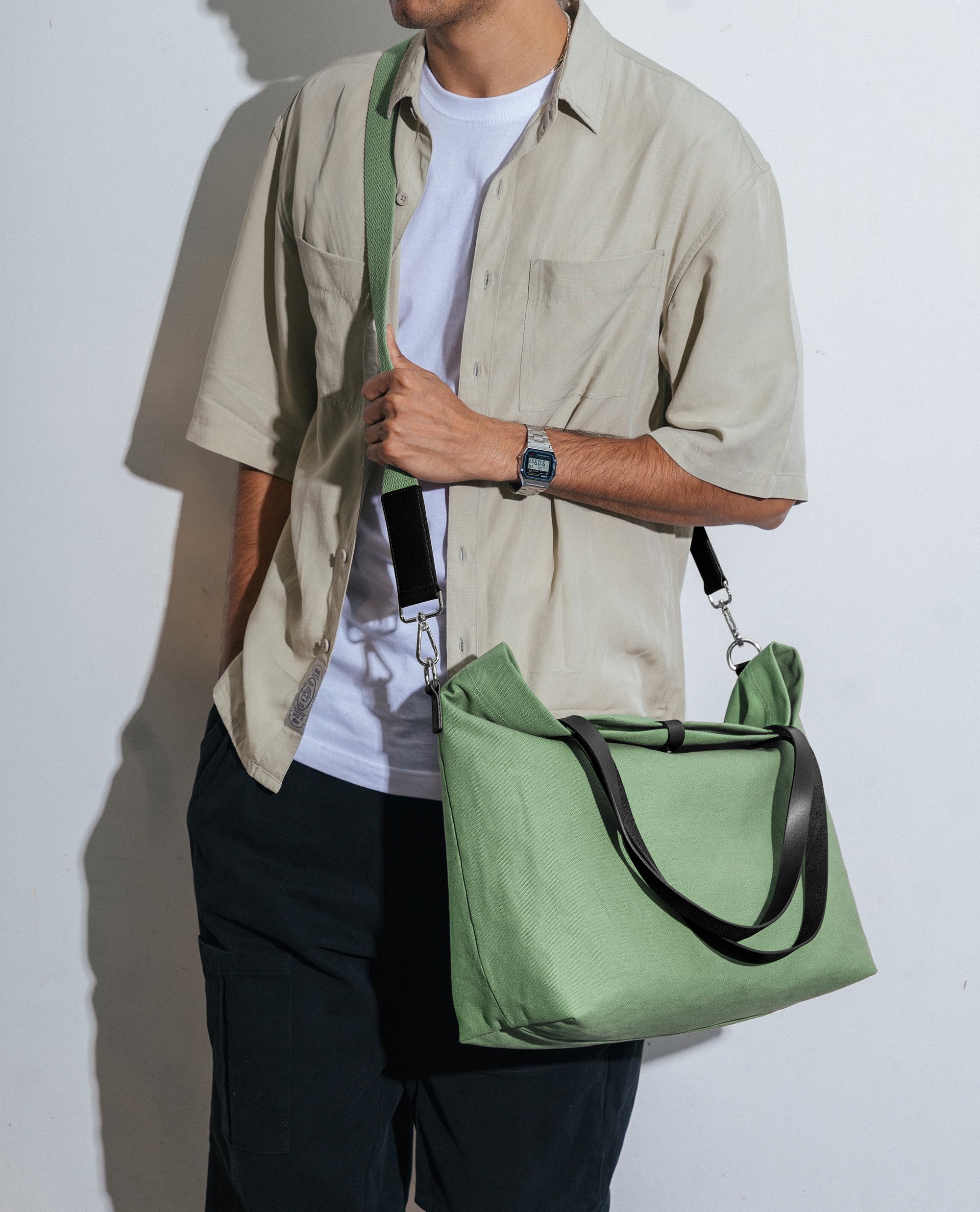 DailyObjects Latest Stylish Buoy Tote Bag For Girls & Women,Sturdy Cotton Canvas Material,Double Shoulder Straps,Ladies Handbag Purse For Daily & Office Use,Zip Pockets,Handcrafted - Utility,Green