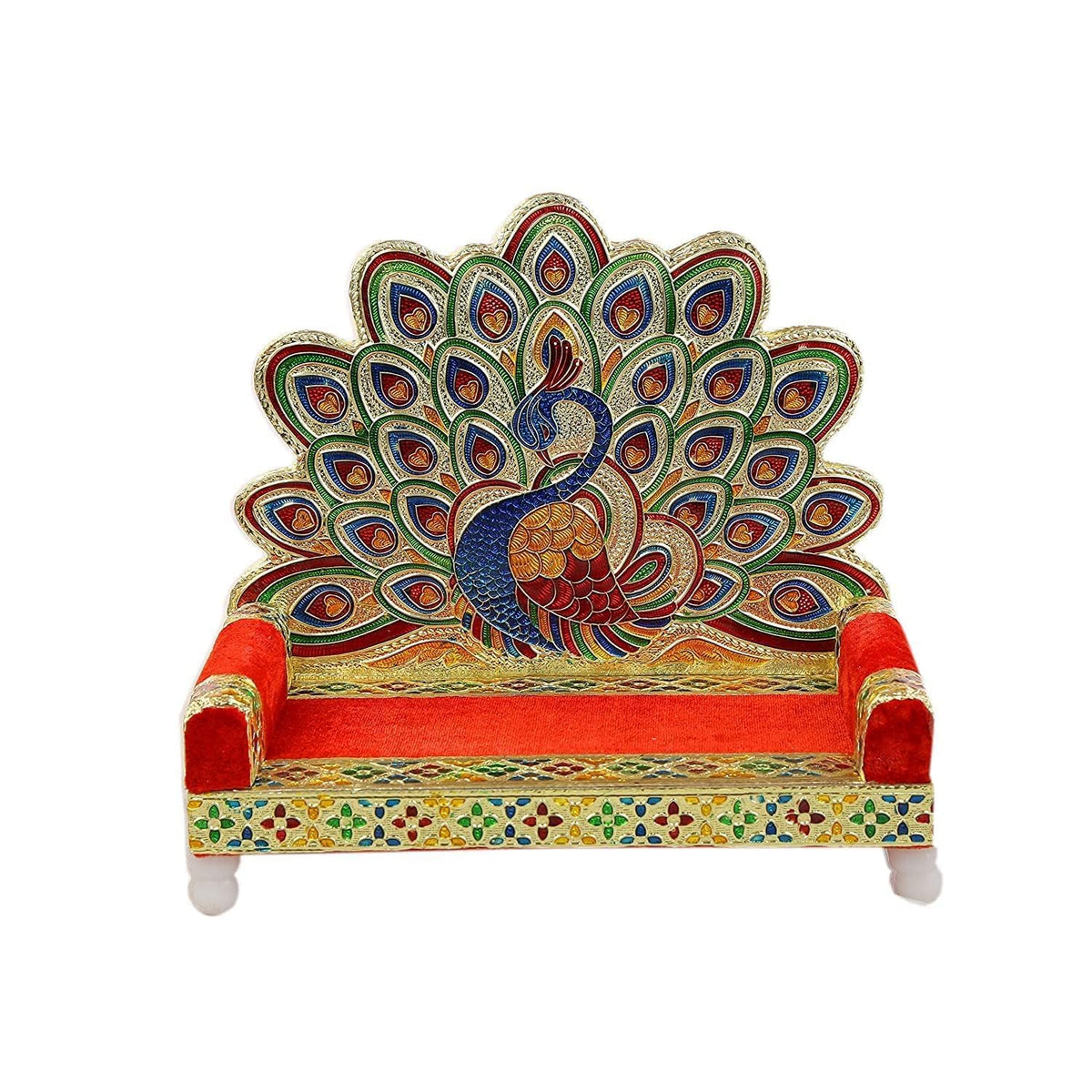 KITDAO Handicraft Wood Laddu Gopal Meenakari Singhasan for Pooja Mandir,Peacock Swing Jhula for Idol Wooden Singhasan Laddu Gopal Sinhasan for Pooja Mandir