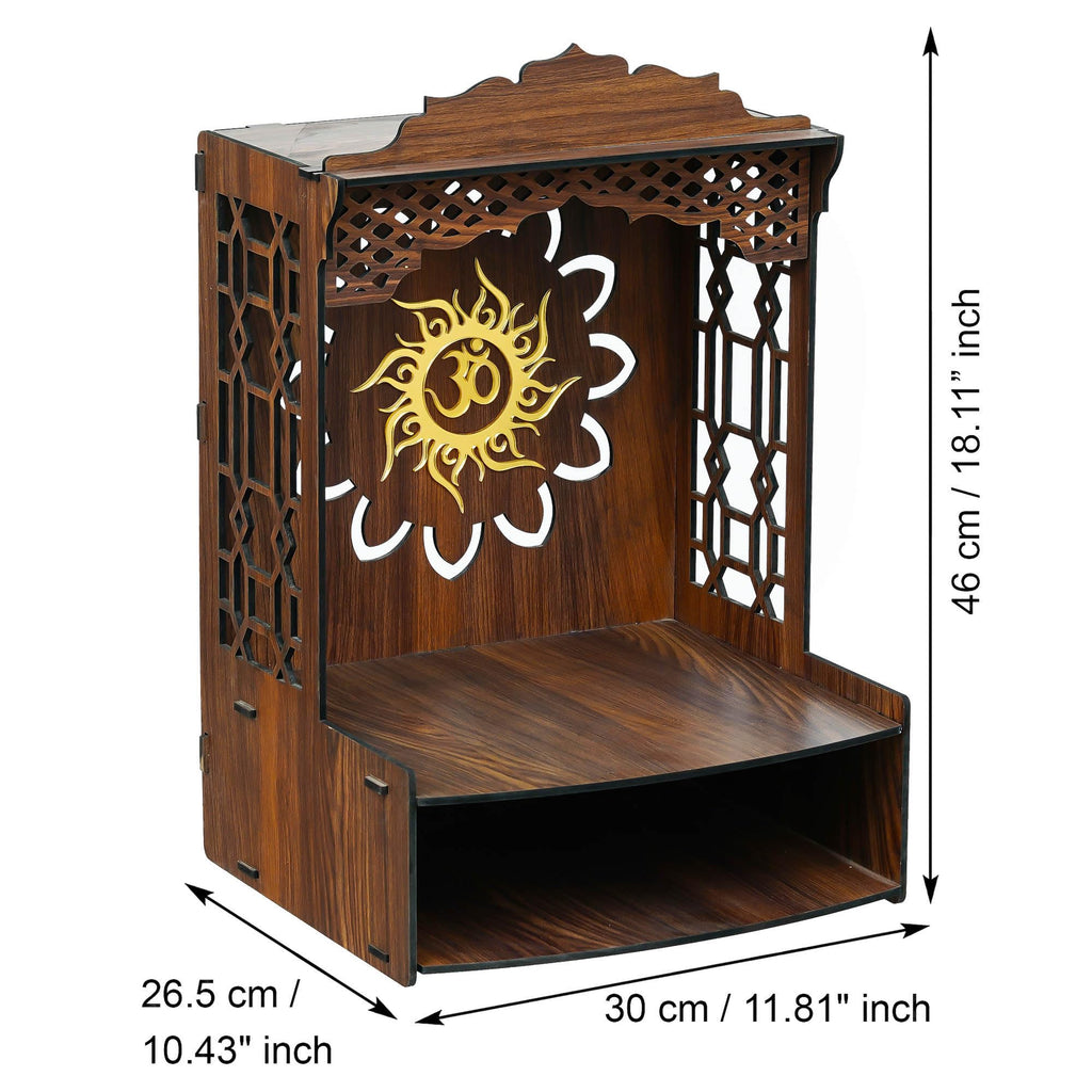 eCraftIndia Beautiful Om Decorative Wooden Temple for Home Office | Wall Mounted Pooja Stand for Home Temple Pooja Mandir