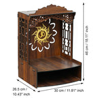 eCraftIndia Beautiful Om Decorative Wooden Temple for Home Office | Wall Mounted Pooja Stand for Home Temple Pooja Mandir