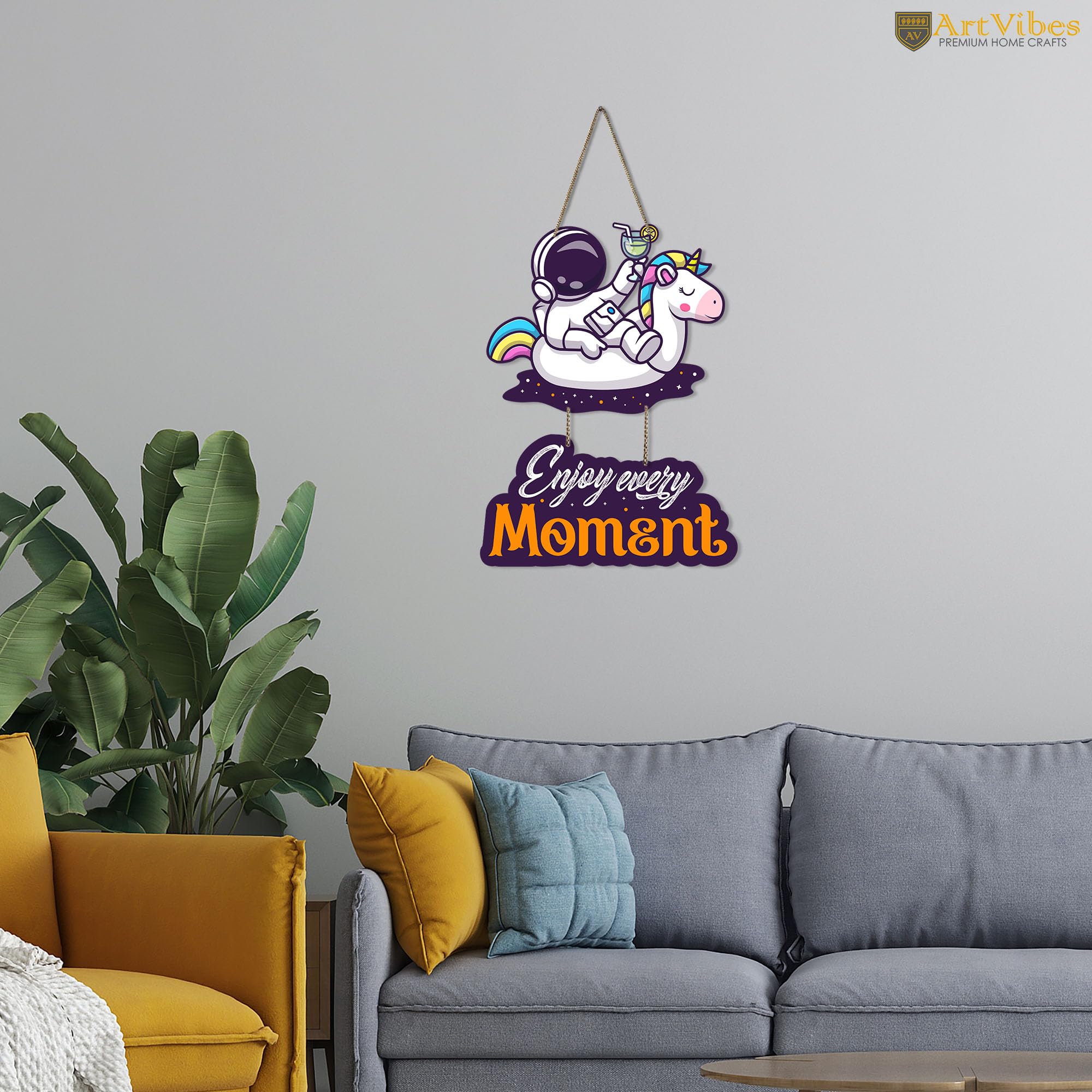 Artvibes Enjoy Every Moment Printed Wooden Wall Hanging | Quotes Decor Item | Wall Poster Art Piece | Office Decor | Inspirational Quotes Wall Art | Mdf Wall Decoration | Gift Items (WH_5726N)