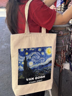 Stylxeco Cotton Canvas Tote Bag for Women | Van Gogh Inspired Art Print