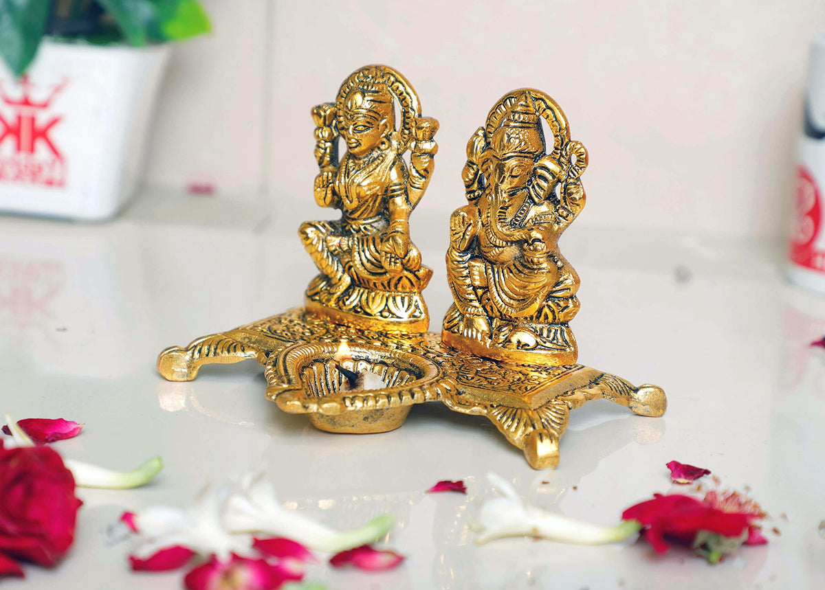KridayKraft Metal Laxmi Ganesh Statue/Murti for Pooja Room & Home Office Décor,Laxmi Ganesha Idol for Diwali Gift,Religious Idol Showpiece Figurines Decorative & Diwali Poojan...