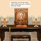 Rousrie Beautiful Wooden Temple Unit for Home | Pooja Mandir with Storage Space Wall Mounted | Puja Cupboard for Home Size (H-15.3, L-10.6, B-11 Inch)