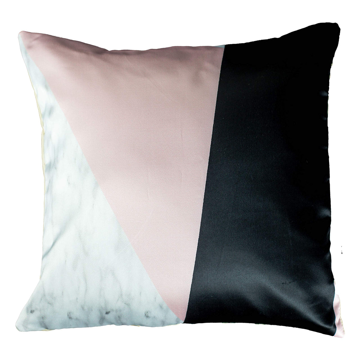 Vendola Decorative Satin Sofa Cushion Covers Set of 5, 16 inch x 16 inch, Sofa Pillow Cover, Pink and White, Geometrical Design, Zipper Closure (Salmon Pink, 16X16 Inches)