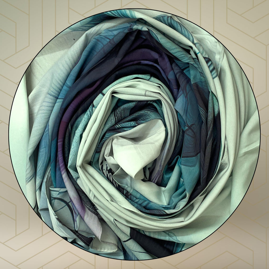 FAHABO Iconic Collection Digital Print Swiss Butter Cotton Scarf Stole for Women (Tea Green -Pu)