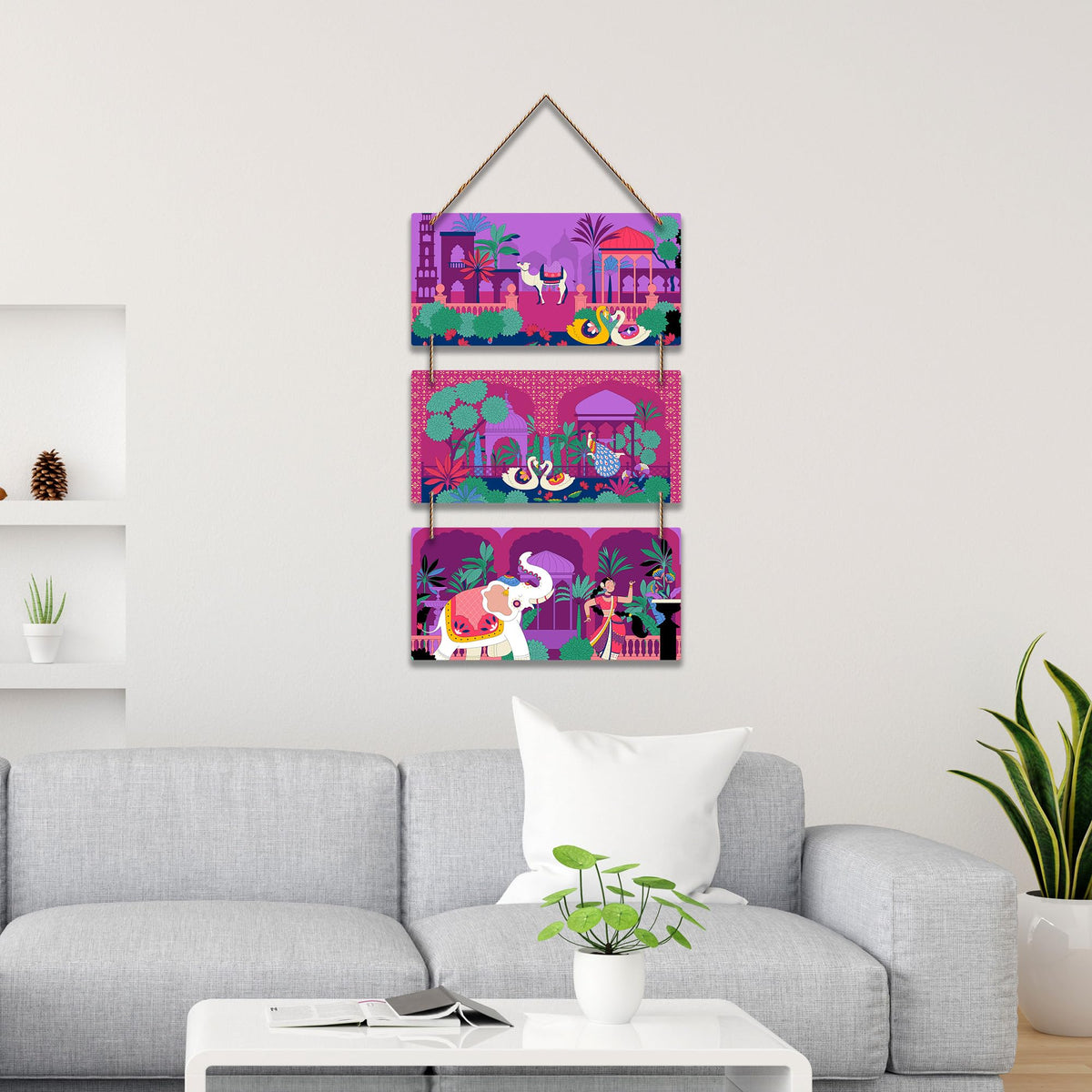 Artvibes Modern Indian Folk Art Wooden Art Decoration Item for Home | Living Room | Office | Wall Art Painting For Hall | Graphic Artwork | Aesthetic Wooden Decor | Unique Gift Items (WH_9425N)