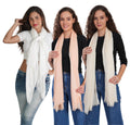 KISER Women and Girls Scarfs Stoles Combo Set-Size 65x185cms-Soft Comfortable Cozy Viscose Cotton Scarfs Stoles Summer and Winter-Suitable size Hijab-Easy to dry Stylish White Peach Beige Colour