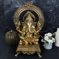 ARTVARKO Big Brass Ganesha Idol Ganesh Bhagwan Large Statue God Ganpati Murti for Home Pooja Entrace Décor Good Luck Vastu Decoration Showpiece 20 Inch