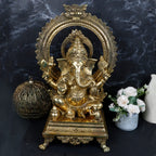 ARTVARKO Big Brass Ganesha Idol Ganesh Bhagwan Large Statue God Ganpati Murti for Home Pooja Entrace Décor Good Luck Vastu Decoration Showpiece 20 Inch
