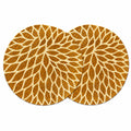 Zimittory Round Cotton Dining Table Mats Set of 2, 14-inch, Gold Leaf Kafalo