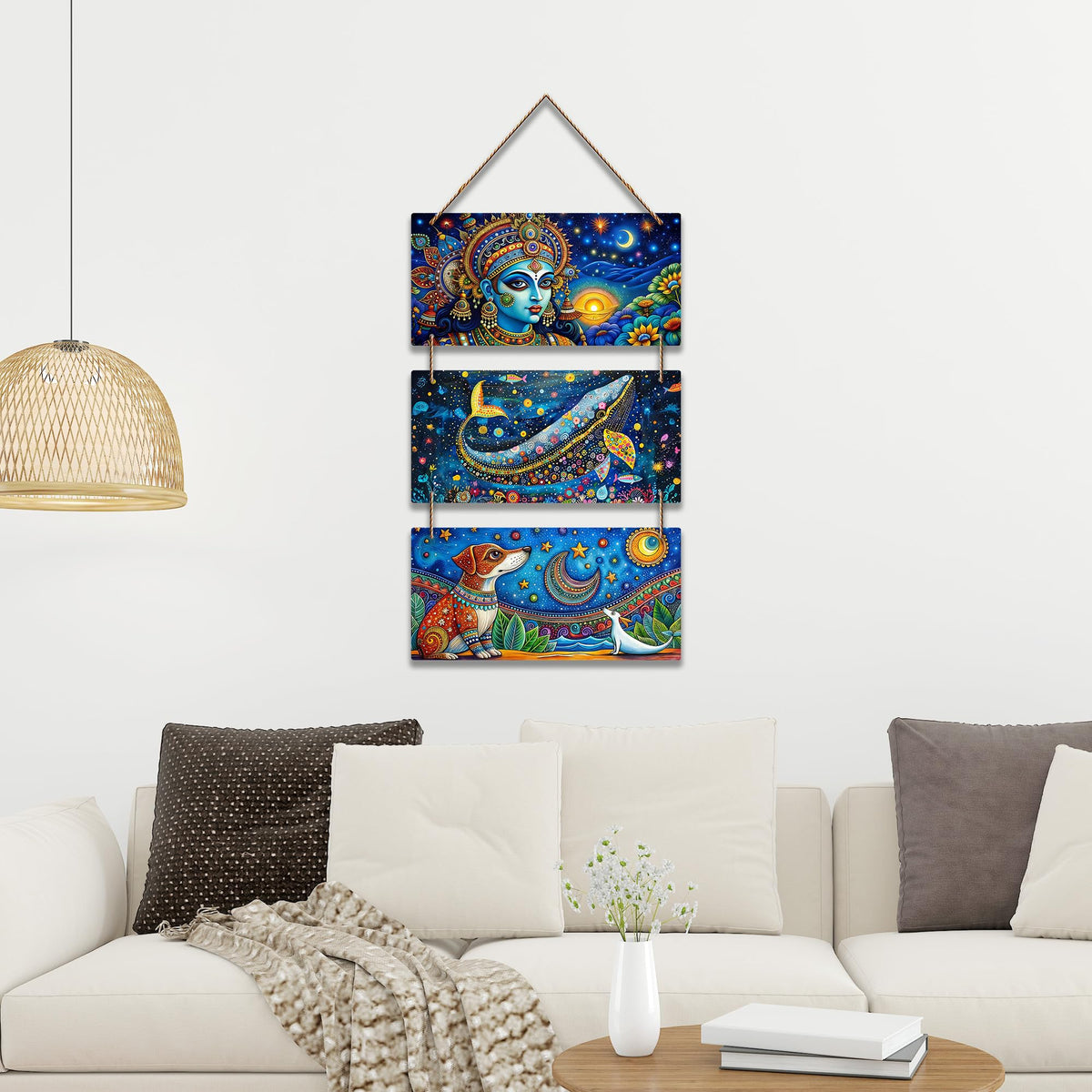 Artvibes Contemporary Indian Folk Fusion Art Decorative Wall Art MDF Wooden Wall Hanger for Home | Festive Decor | Sceneries | Aesthetic Wooden Decor | Handcrafted Art | Unique Gift Items (WH_9445N)