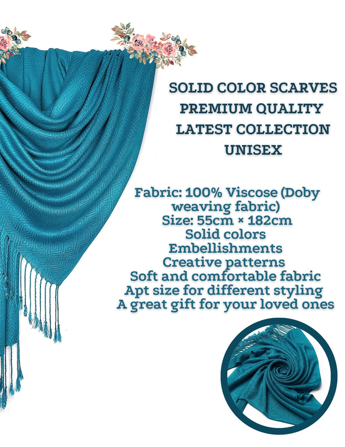 Chandwasia Viscose Doby Weaving Fabric Scarf, Stole & Shawl | Stylish All-Season Accessory for Girls, Ladies, Women & Men | Summer & Winter Wear