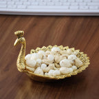 KridayKraft Hand Crafted Metal Duck Wing Shape Dryfruits Tray Perfect for Home Centre Table Serving Dry Fruits & Fruits (Golden, Pack of 1)