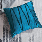 Khooti Velvet Striped Cushion Cover Pack of 1-20X20/50.8X50.8 Cm | Sea Blue | Soft Pillow Covers Cushion Case for Sofa Bedroom Living Room Chair Car, Cushion Cover with Zig Zag Pattern