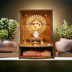 Goelite Beautiful Wooden Temple Unit for Home | Pooja Mandir with Storage Space Wall Mounted | Puja Cupboard for Home Size (H-15.3, L-10.6, B-11 Inch)