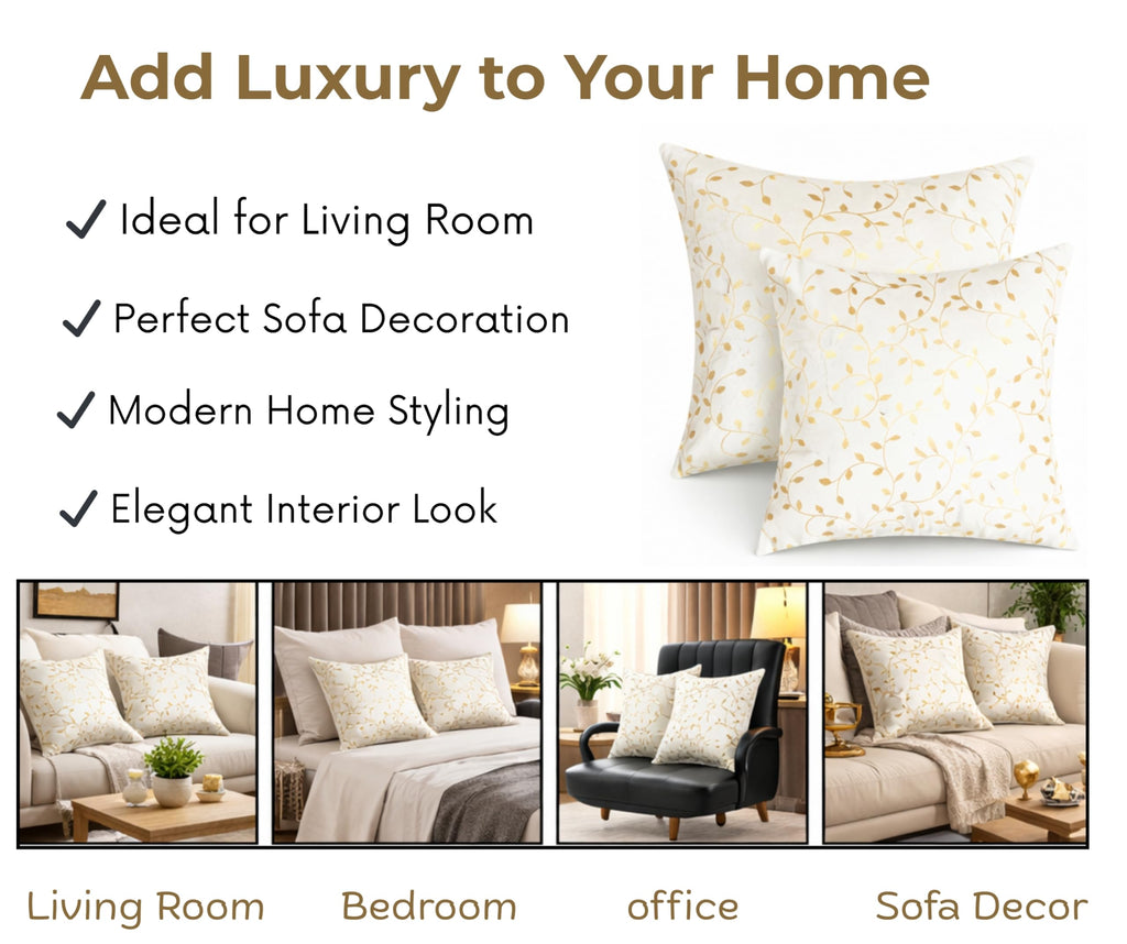 RD TREND Velvet Cushion Covers, 60 x 60 cm/24 x 24 inches,Pack of 5,250 TC, Back Zipper (Cream)