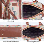 THE CLOWNFISH Lorna Printed Handicraft Fabric Handbag for Women Office Bag Ladies Shoulder Bag Tote for Women College Girls (Multicolour)
