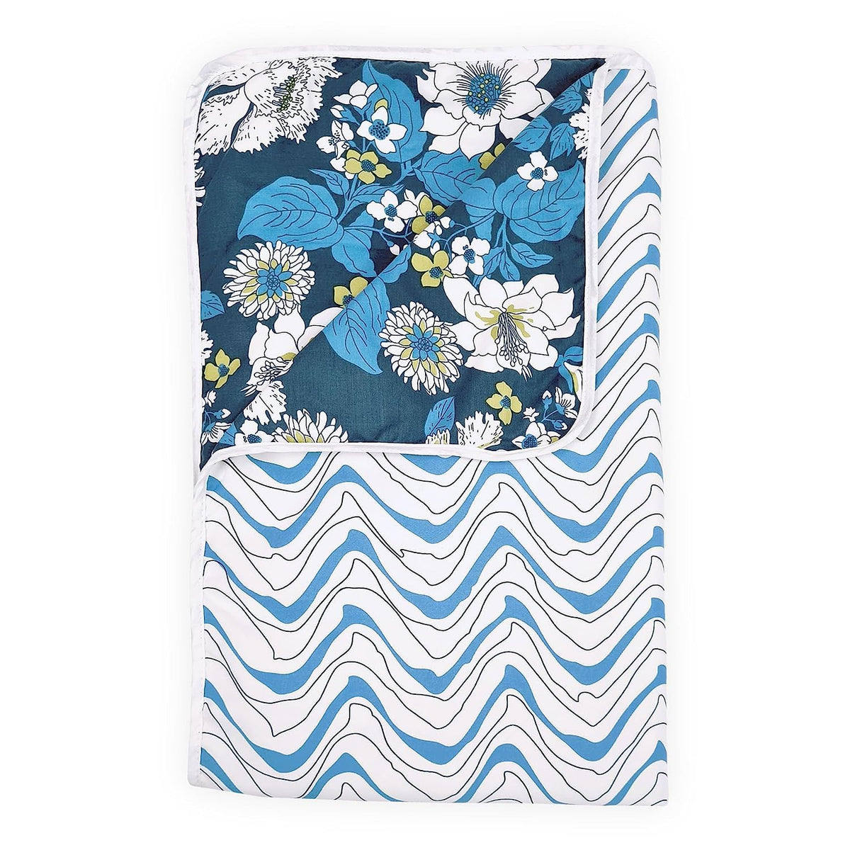 Divine Casa 120 GSM Microfiber Single Dohar | Soft & Lightweight Throw Blanket | Cozy & Breathable | All-Season Comfort | 210 x 140 CM | Floral Pattern | Galaxy Blue & White Kafalo
