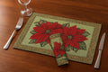 PRAKARTIK BY INDUARTS Red Floral Christmas Eco-Friendly Cotton with Lurex Dining Rectangular Table mats - Reusable, Machine Washable, Everyday Use Red Placemats, Set of 6 (33x47 cm) Kafalo