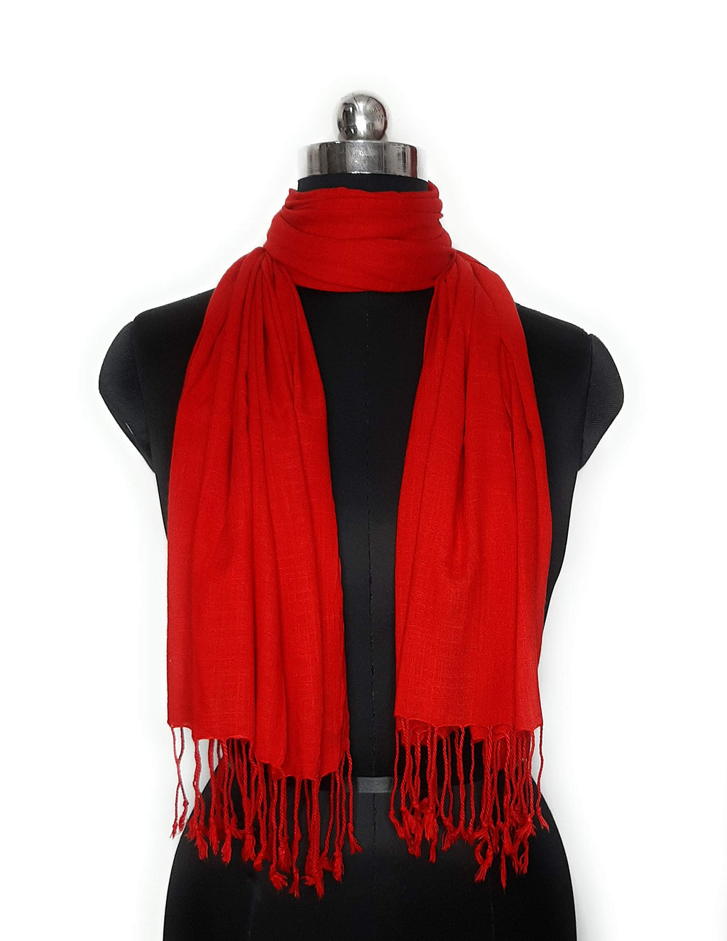 Chandwasia Linen Rayon Scarf, scarves, Viscose Fabric stole & Shawl Design for Men & Women for Summer & Winters(Red)
