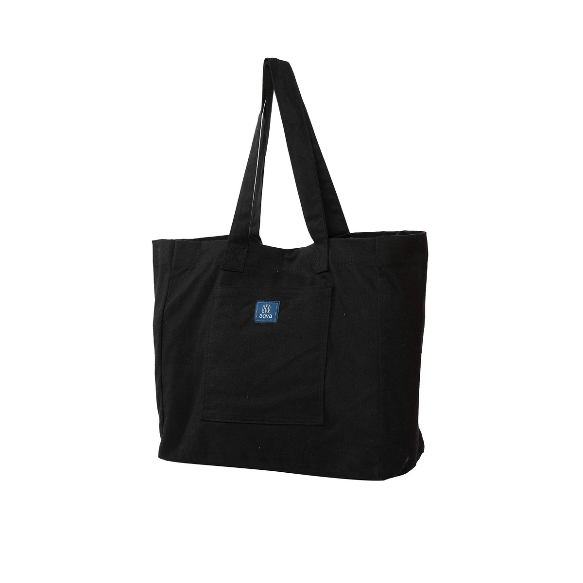 AQVA Cotton Canvas Tote Bag for Women & Girls | Shoulder Bag with Magnetic Button Closure & Solid Colour | Multipurpose Shopping, Travel, Beach, Office Bag | Good Gift Choice for Women (Black)
