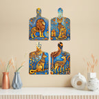 Artvibes Royal Lion Swamp Deer Cat & Fox Folk Art Decorative Wall Art MDF Wooden Wall Hanger for Home | Door Decoration Items | Artwork | Aesthetic Wooden Decor | Ideal Gifts (WH_5645N), Set of 4