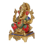 ARTVARKO Brass Ganesha Idol Mangalkari Sitting Ganesh Bhagwan Large Statue God Ganpati Murti for Home Pooja Entrance Décor Showpiece 11 Inch