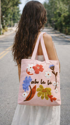ABSTRACT INDIA Handcrafted Shoulder Tote Bag with Zipper Closure | Cotton Canvas Breathable fabric | Travel, Office, College & Daily Use Tote Bag for Women