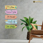 Artvibes Home Quotes Mdf Wooden Wall Hanger For Living Room | Bedroom | Gifts | Wall Hangings For Home Decoration | Modern Decor Items | Decorative Painting (Wh 7301N), Set Of 5