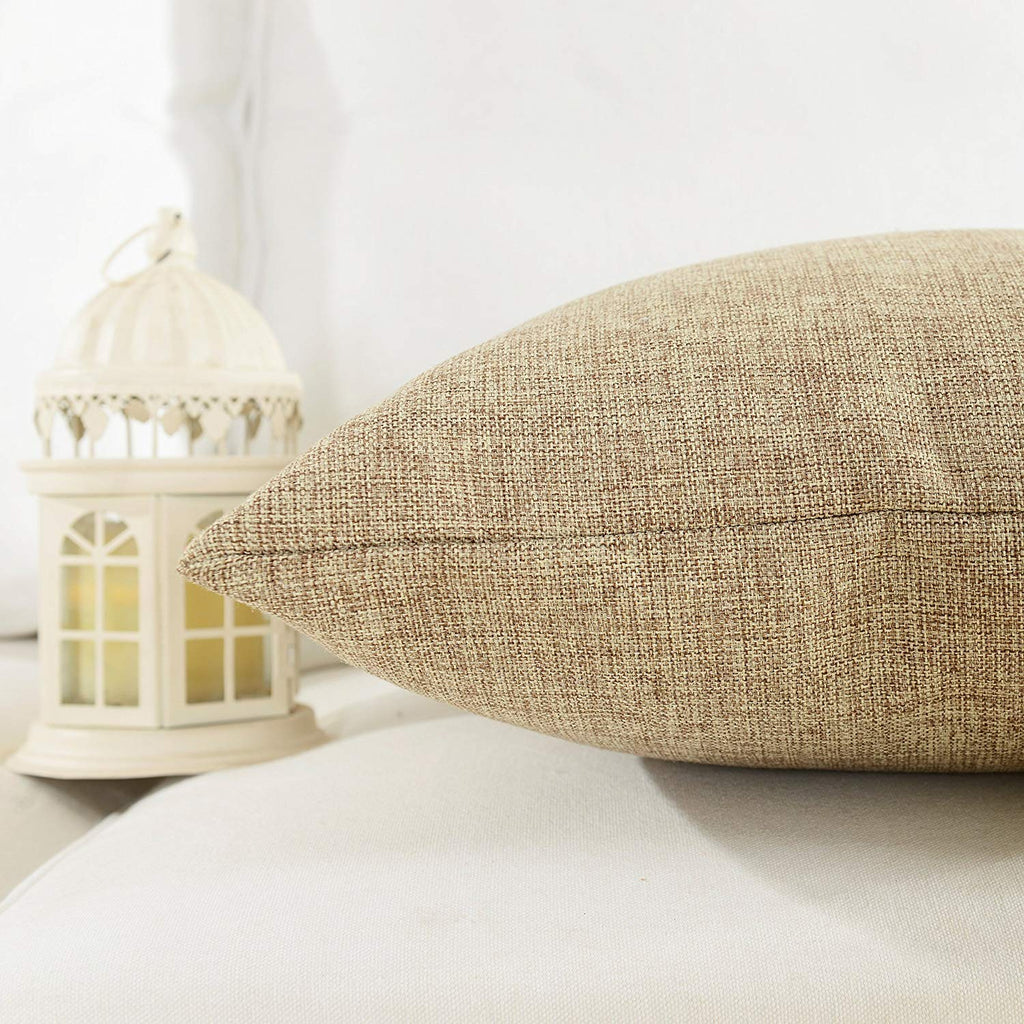 Khooti Jute Cushion Cover | 10x10 | Natural Linen | Set of 2 | Throw Pillow Cover for Couches, Chairs, Sofas, Beds, Coffee Tables, Living Rooms, Bedrooms, Modern Boho Design