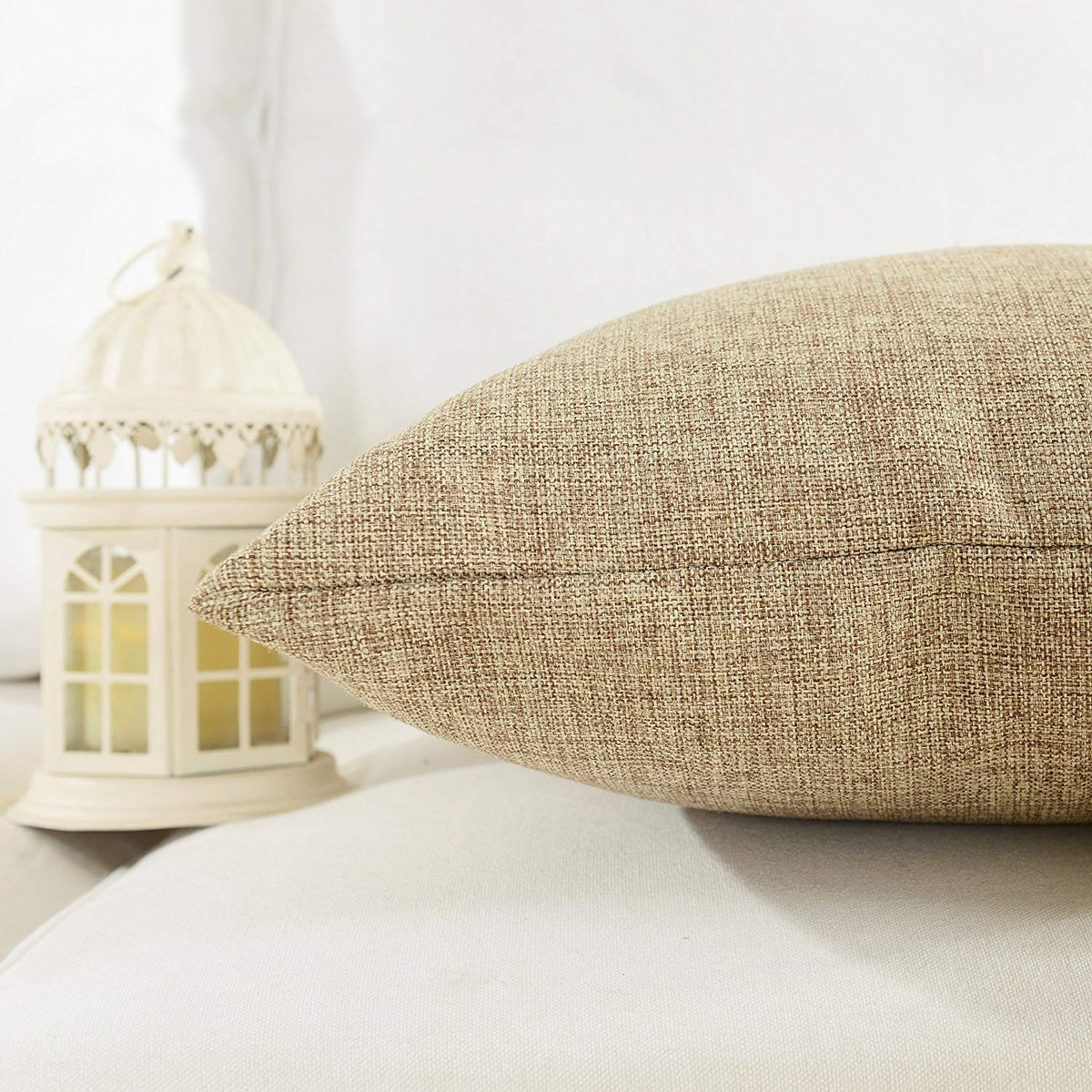 Khooti Jute Cushion Cover | 12x12 | Natural Linen | Set of 5 | Throw Pillow Cover for Couches, Chairs, Sofas, Beds, Coffee Tables, Living Rooms, Bedrooms, Modern Boho Design