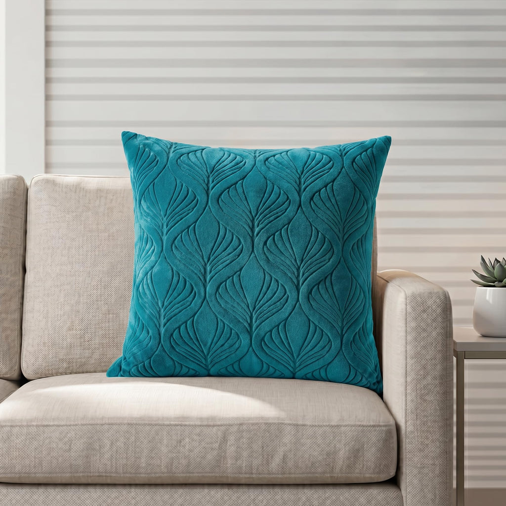 Yellow Weaves Jacquard Cushion Covers | Sofa Cushion Covers | Throw Pillow Cover for Sofa, Couch, Living Room| Removable & Washable | 16x16 Inches, 1 Piece (Peacock Blue)