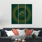 VIBECRAFTS Beautiful Ganesha Head 3 Pieces Canvas Wall Painting Fitted With Wooden Frame For Home | Office | Living Room | Gifts (PTVC3Pcs1_9557)