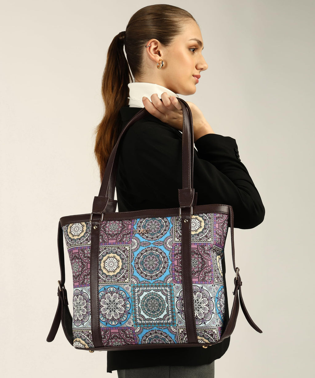 Lookout Fashion Luxe Tote Handbag (fit 15.6 inch laptop) (Pink desgin)