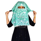 Switchon Export quality Cotton Multi color scarf hijabf for women for 12 yrs and above (Green_White)