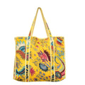Cotton Quilted Tote Bag for Women, Jungle Print Handbag, Reusable Shoulder Bag with Dual Handles, Lightweight Travel Shopping Tote, Large Capacity Everyday Carry Bag - (Yellow flower bag, 18×18 In)