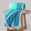Divine Casa 120 GSM Microfiber Single Dohar | Soft & Lightweight Throw Blanket | Cozy & Breathable | All-Season Comfort | 210 x 140 CM | Chevron Pattern | Aqua Chevron Kafalo