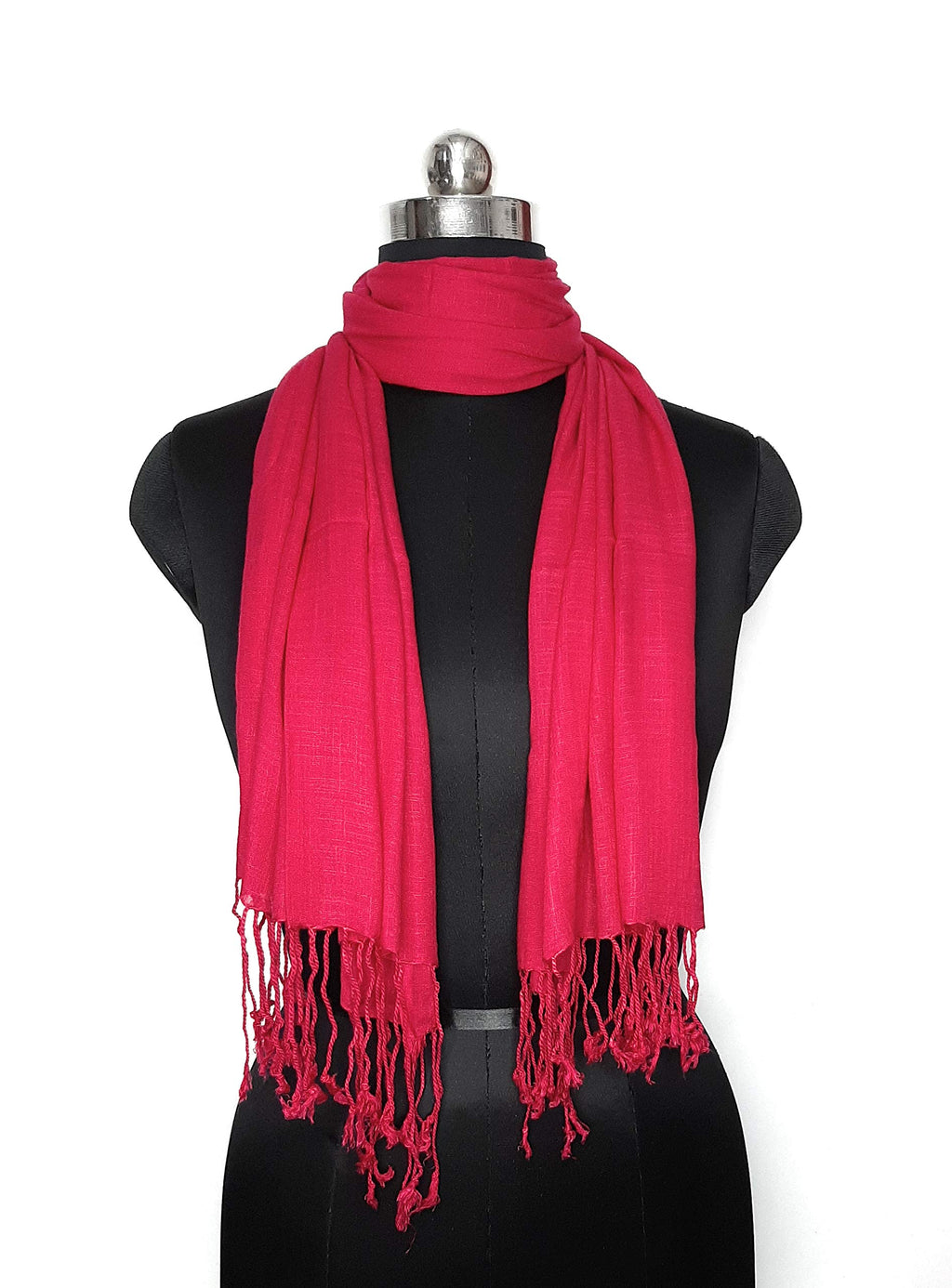 Chandwasia Linen Rayon Scarf, scarves, Viscose Fabric stole & Shawl Design for Men & Women for Summer & Winters(Magenta)