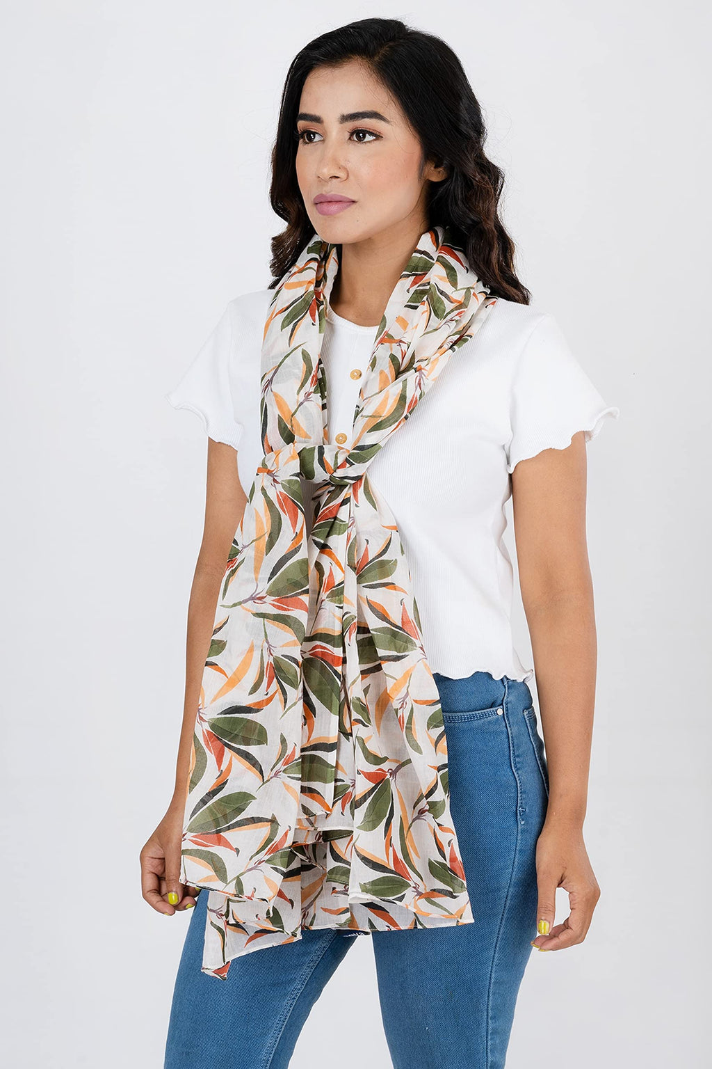 AQVA Printed Cotton Scarf for Women Stylish (Pathjadh) | Head and Face Cover Scarf for Girls with 100% Cotton | Soft & Lightweight Scarves/Stoles for all Weather (72 x 43 in)