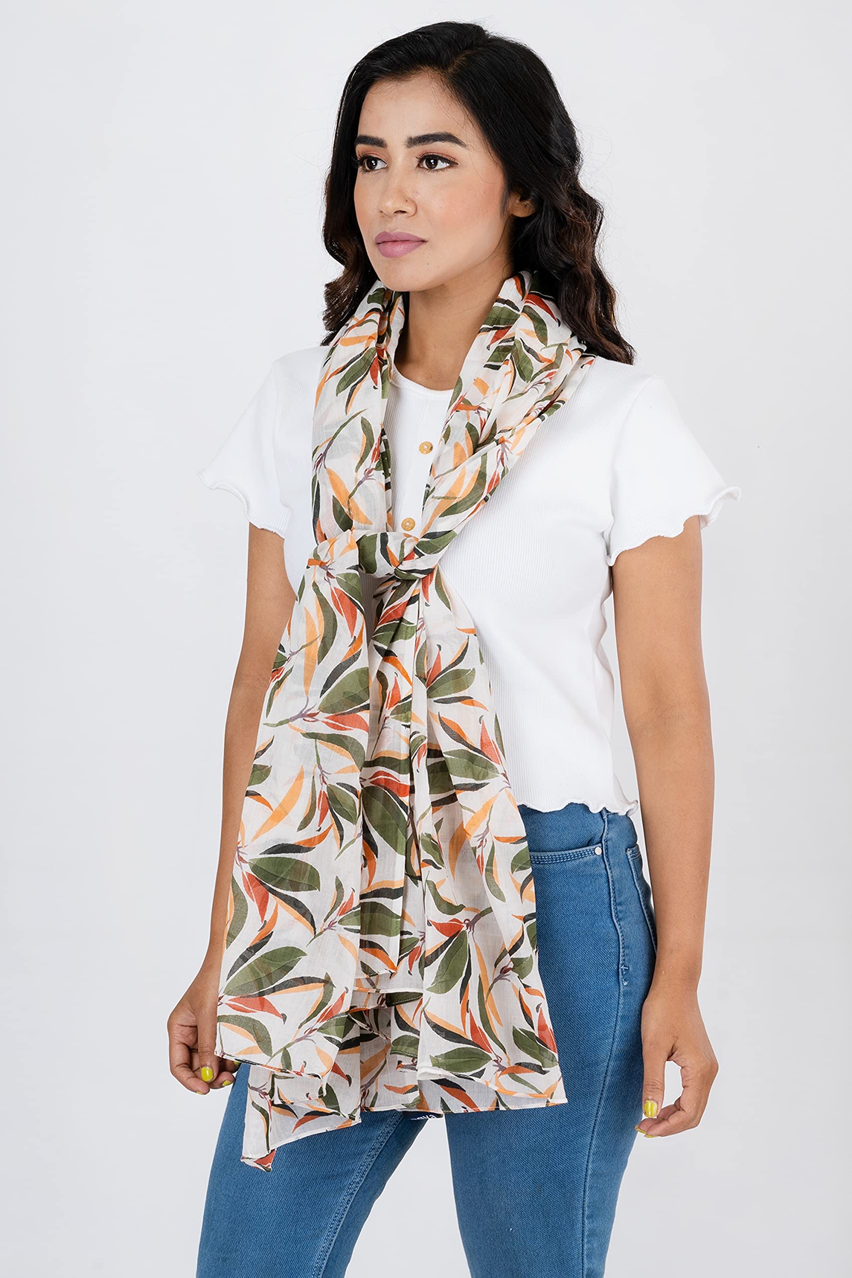 AQVA Printed Cotton Scarf for Women Stylish (Pathjadh) | Head and Face Cover Scarf for Girls with 100% Cotton | Soft & Lightweight Scarves/Stoles for all Weather (72 x 43 in)