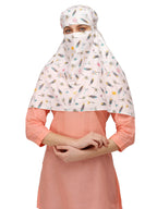 7 season's Rayon Scarf Cum Mask Universal Size Usable for vehicle Driver for sunlight UV protection White Printed Design For Girl & Women size 32x38inch(Short Flower)