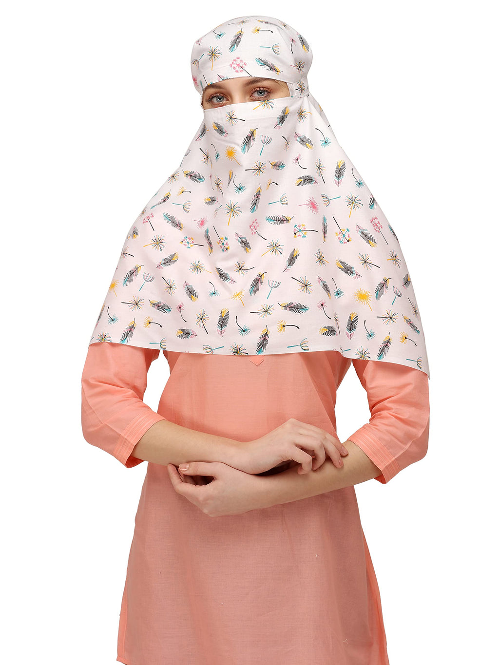 7 season's Girls Cotton Short Scarf Cum Mask Scarves Usable For Vehicle Driver Multi Colour Printed Design (White- S Flower)