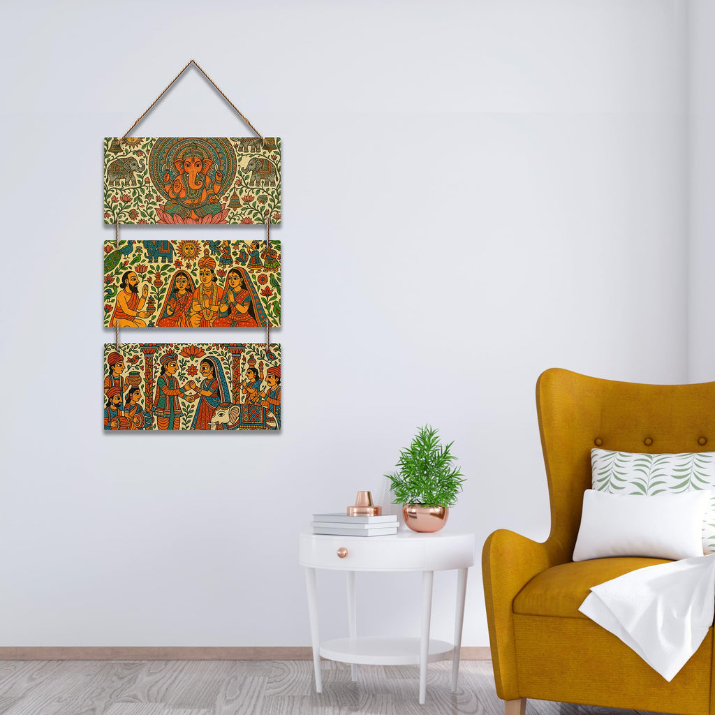 Artvibes Divine Indian Religious Art Wooden Wall Hanger for Home Decor | Living Room | Office | Wall Art Painting For Hall | Graphic Artwork | Aesthetic Wooden Decor | Unique Gift Items (WH_9431N)