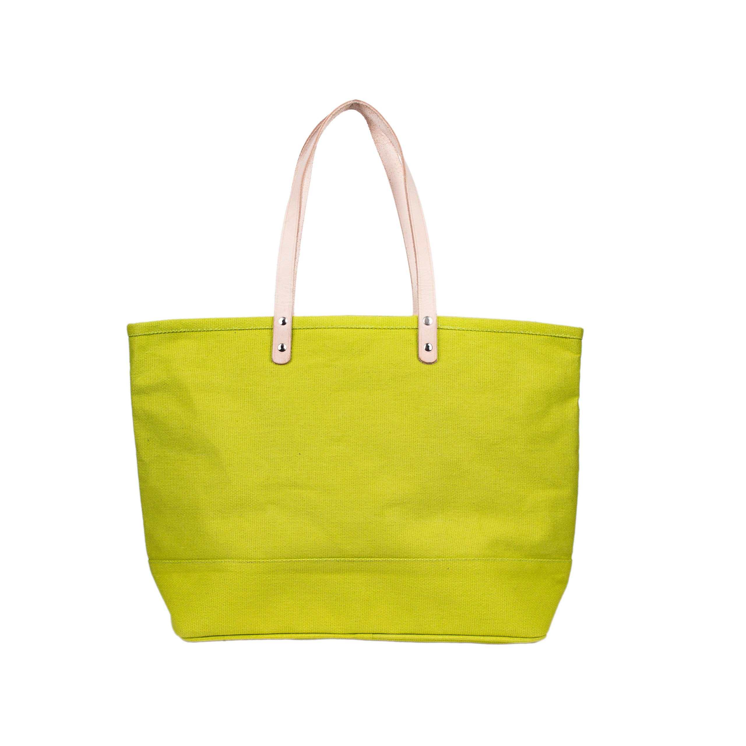 AQVA Cotton Canvas Tote Bag for Women | Large Capacity | Sturdy & Durable | Stylish Multipurpose/Versatile Handbag with Zipper | Resuable Shoulder Bag for Laptop, Office & Travel (Lime)