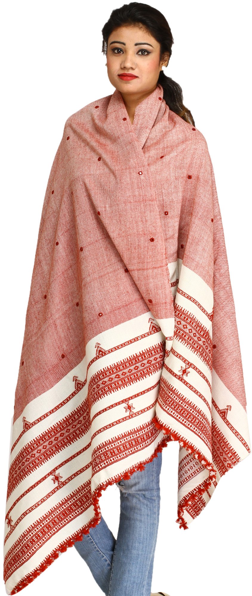 Exotic India Women's Shawl (SHT35-ash-rose_Multicoloured_Free Size)