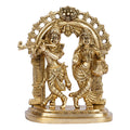 ARTVARKO Radha Krishna Brass Murti Murli Kishan Playing Flute Radha Standing with Pitcher on Kirtimukha Singhasana Height 21.5 cm