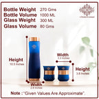 INDIAN ART VILLA Copper Bottle & Glass Gift Set - 950 ml Water Bottle & 2 Glasses (300 ml Each) - Pure Copper with Blue Ombre Silk Finish, Perfect for Gifting & Everyday Use