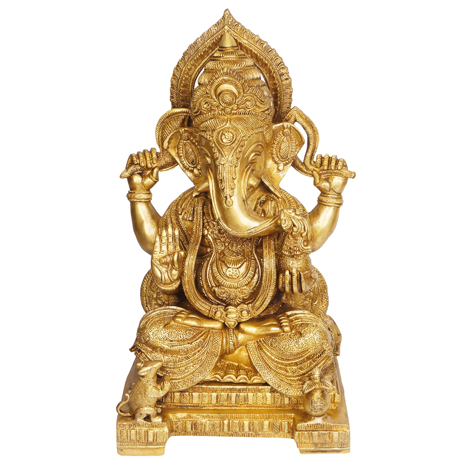 ARTVARKO Big Brass Lord Ganesha Bhagwan Idol Mangalkari Ganesh Statue Sitting for Home Decor Entrance Decor Gift 18 Inches